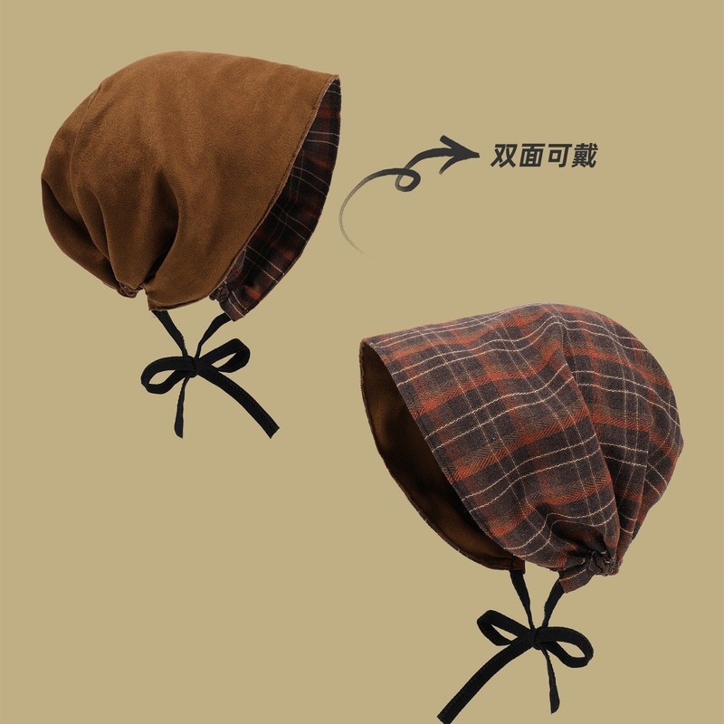 粥可可废土风覆古格纹堆堆帽女春夏薄款辣妹时髦包头帽套头帽冷帽|undefined