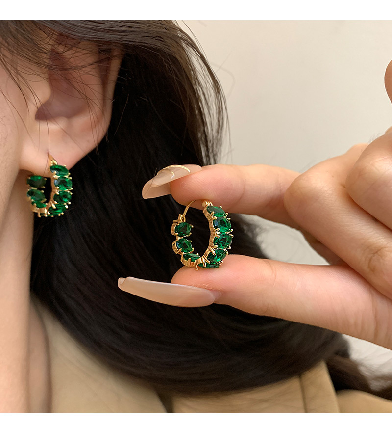 1 Pair Elegant Oval Inlay Copper Zircon Earrings display picture 3