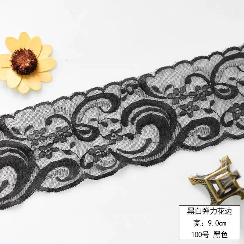 9cm кружевной парчи спандекс эластичные кружевные аксессуары для нижнего белья многоцветный diy трикотажные аксессуары для одежды оптом