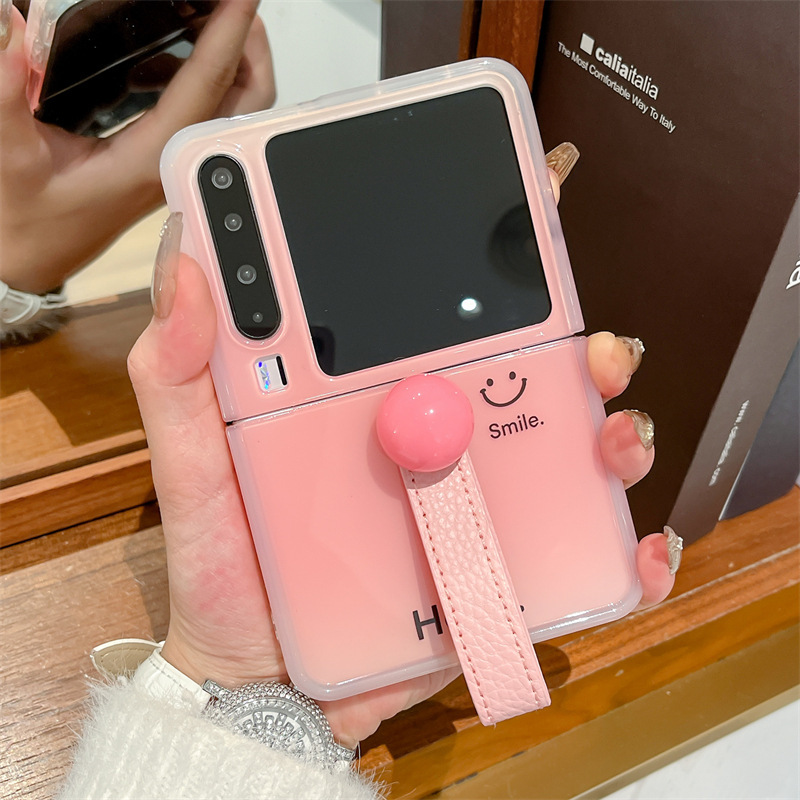 Huawei pura x 携帯電話ケースに適したスマイリーグラデーション purax 折りたたみスクリーンシンプルなボールハンドストラップ女性保護カバー|undefined