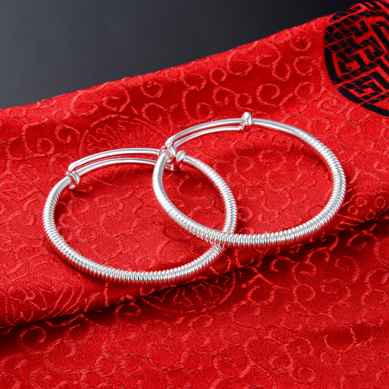 S990 pulsera de plata llena joyas de bebé masculino y femenino en forma de resorte push-pull pulsera bebé de un mes de edad cien días de edad pulsera de regalo