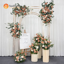 复古仿咖啡色白玫瑰婴儿呼吸花排婚礼背景装饰生日装饰