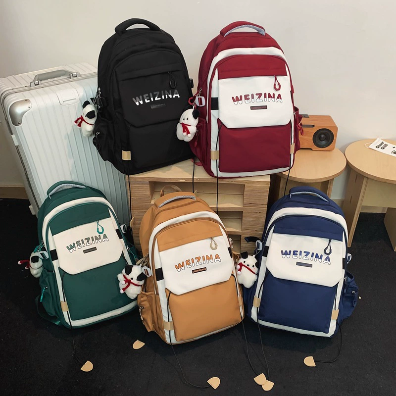 Fashionable trend backpack for men and women, travel capacious school bag for traveling for leisure, Korean style