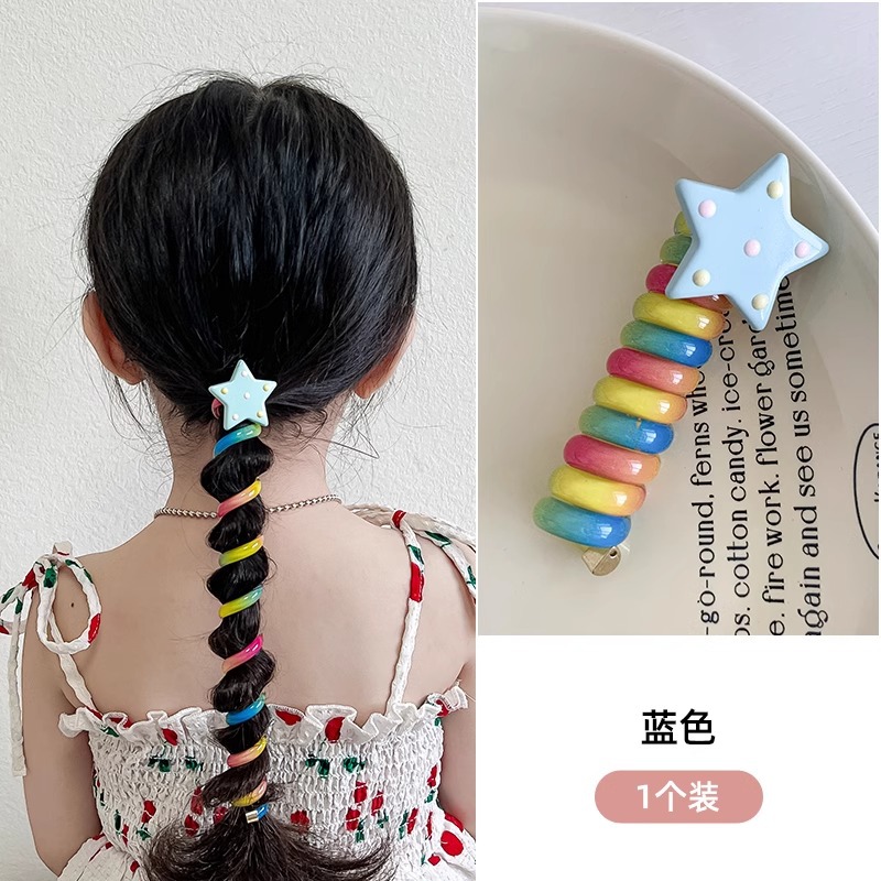 Línea telefónica Círculo para el cabello Rainbow Star Roll para niños alrededor de la cuerda para el cabello para niñas con banda de goma para el cabello nuevo accesorio para el cabello cuerda para la cabeza para mujeres
