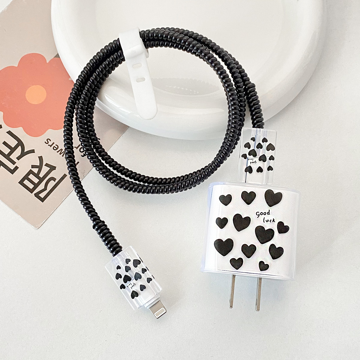 삼성 25w-luck 블랙 러브 헤드 커버 스레드 커버 2 1 미터 블랙 로프