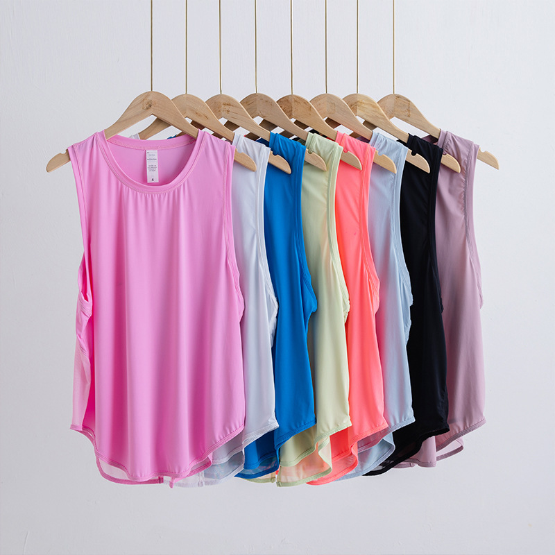 Cross-border Yoga Vest Running Short Blouse Yoga Clothing Women's Sleeveless Sports Breathable T-shirt Mesh Casual