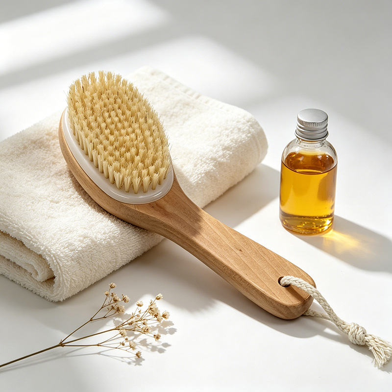 Cepillo de baño de cerdas de madera maciza, cepillo de limpieza suave para uso en seco y húmedo, cepillo de fibra de sisal, cepillo para espalda, cepillo de baño para espalda