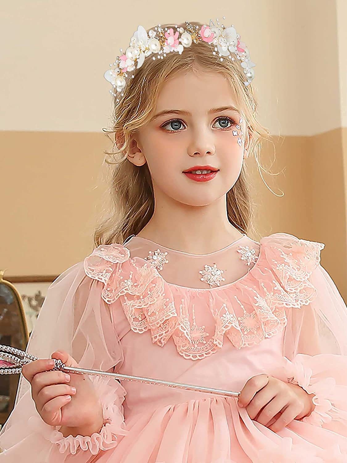 粉色米珠花环精致版