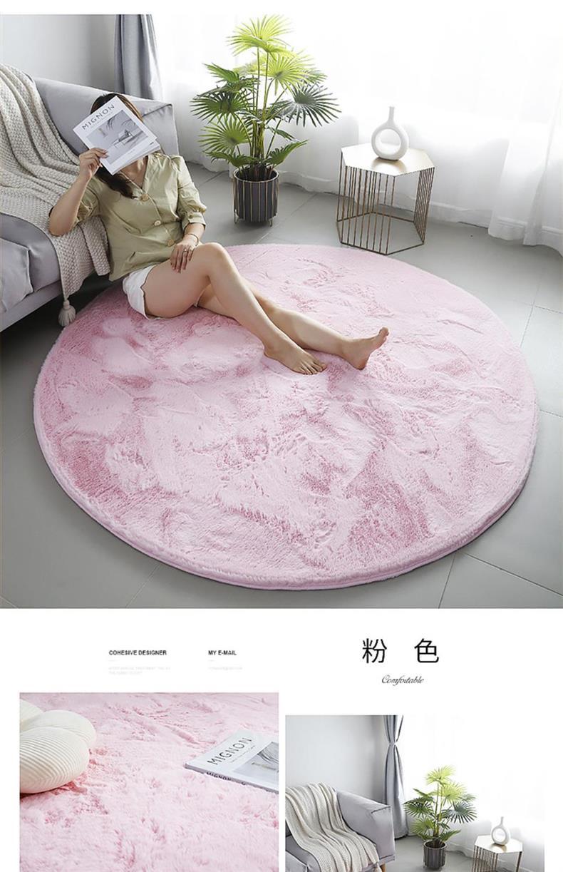 Rabbit Fur Round Carpet Ins Style Accessible Luxury Thickeneded Living Room Coffee Table Blanket Plush Dressing Table Bedroom Bedside Floor Mat