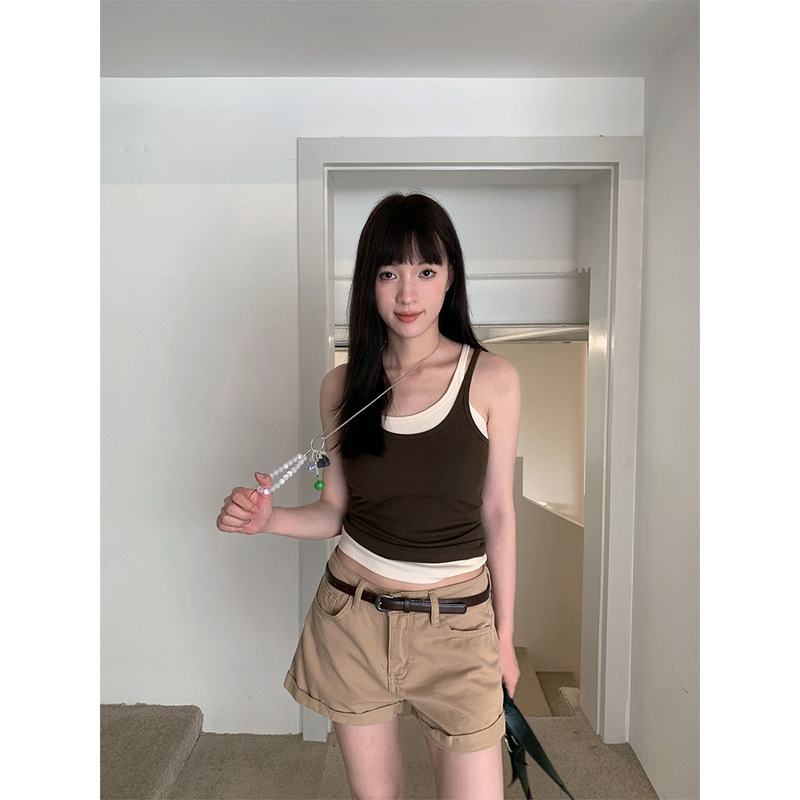 Yuyi New 2025 Summer Sweet Spicy Style Flip Denim Shorts Women's American Style Retro Mini Shorts Women's m11325