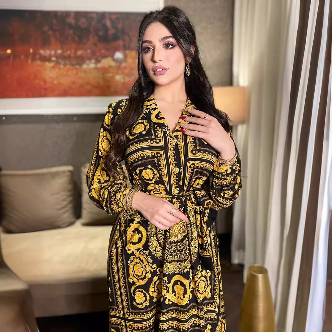 Women's Clothing women's shirt printed long sleeved swing dress fashion long skirt dress_voghion.com