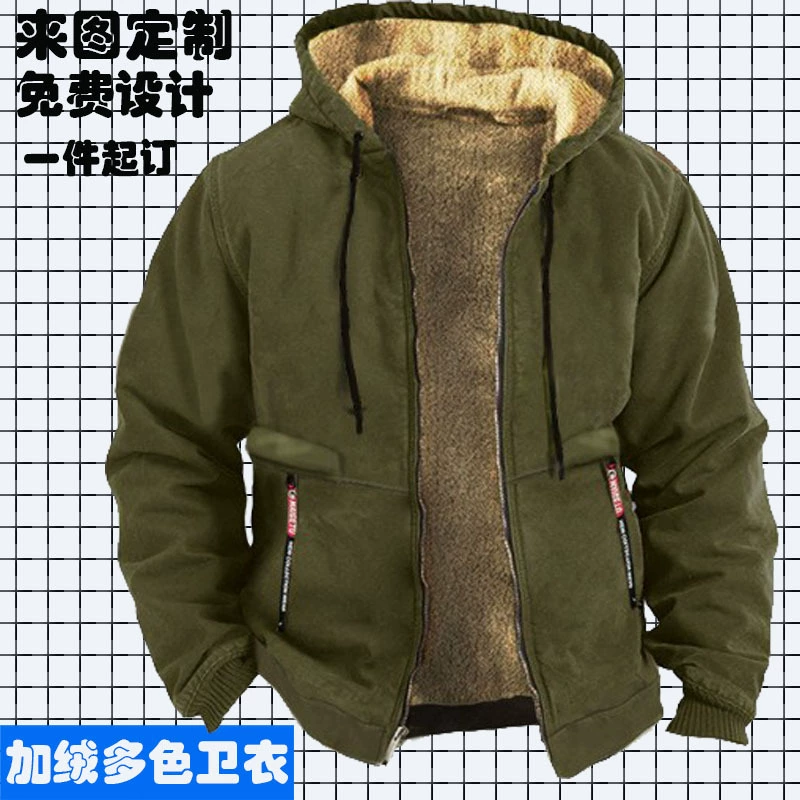 Американский ретро-свитер с капюшоном, мужская осенне-зимняя Модная брендовая универсальная свободная Толстая Повседневная куртка больших размеров на флисовой подкладке