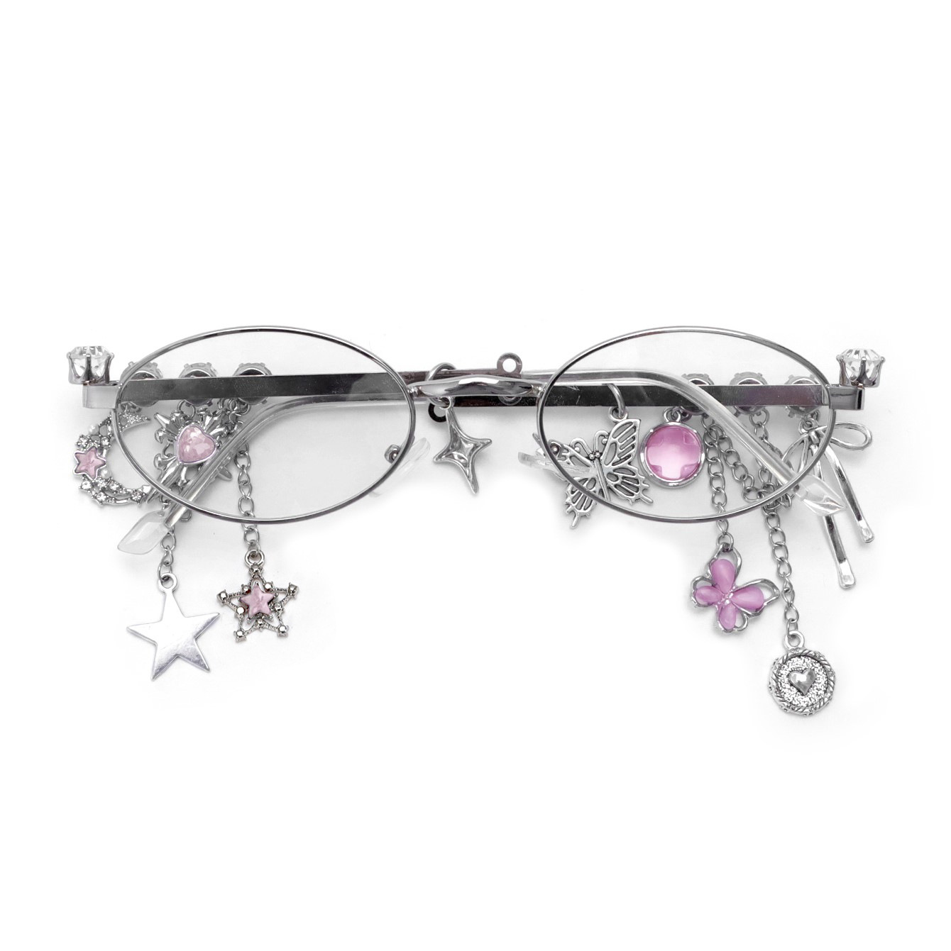 2025 nueva personalidad dulce y cool marco de gafas chica picante pequeña flor de cerezo con estrellas diamantes marco elíptico conjunto de tarjetas japonés