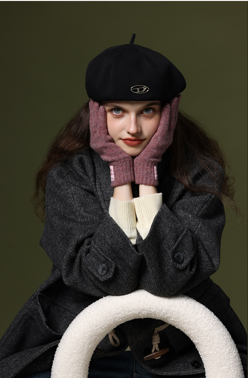 Knitted Wool Gloves For Women Windproof Thermal Fleece Lined_voghion.com