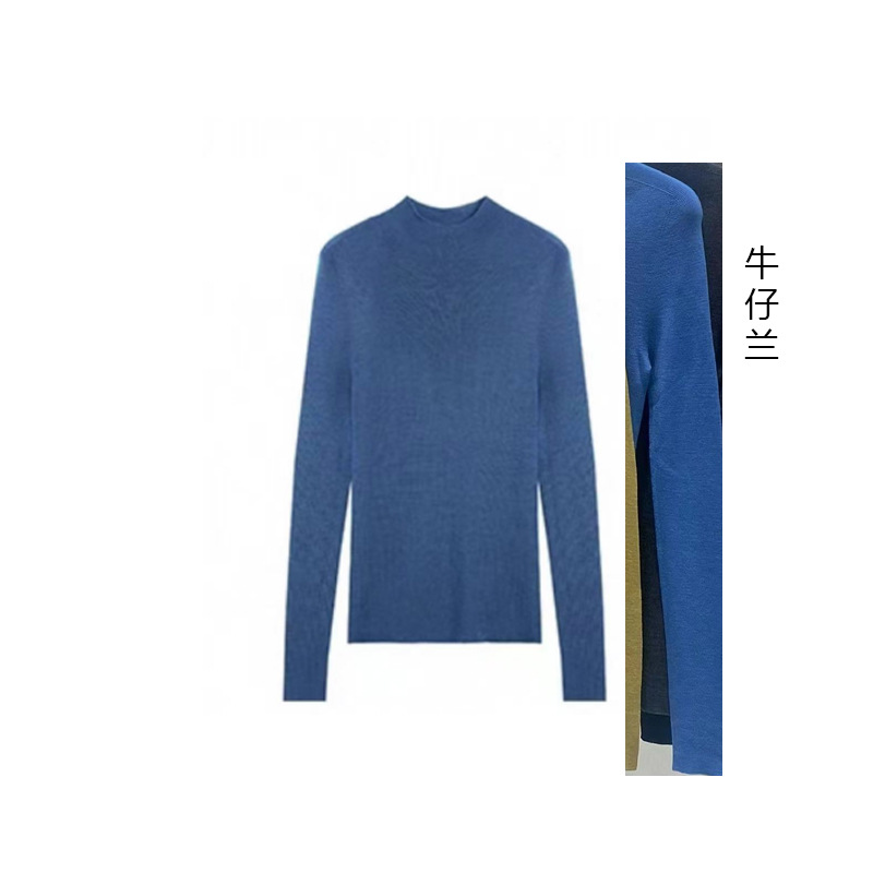 [Yangzi Yarn] シームレス 100% ウール セーター ハーフタートルネック セーター 長袖 ボトムス ミッドカラー 万能トップス 秋冬 レディース