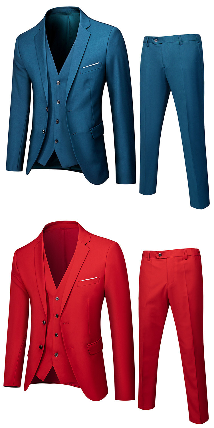 Men's Double-breasted Suit Set Slim Fit Wedding Blazer And Trousers_voghion.com