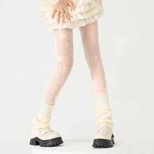 丝袜女薄款雪花纯欲白丝提花防勾丝辣妹风春秋超薄白色连裤袜