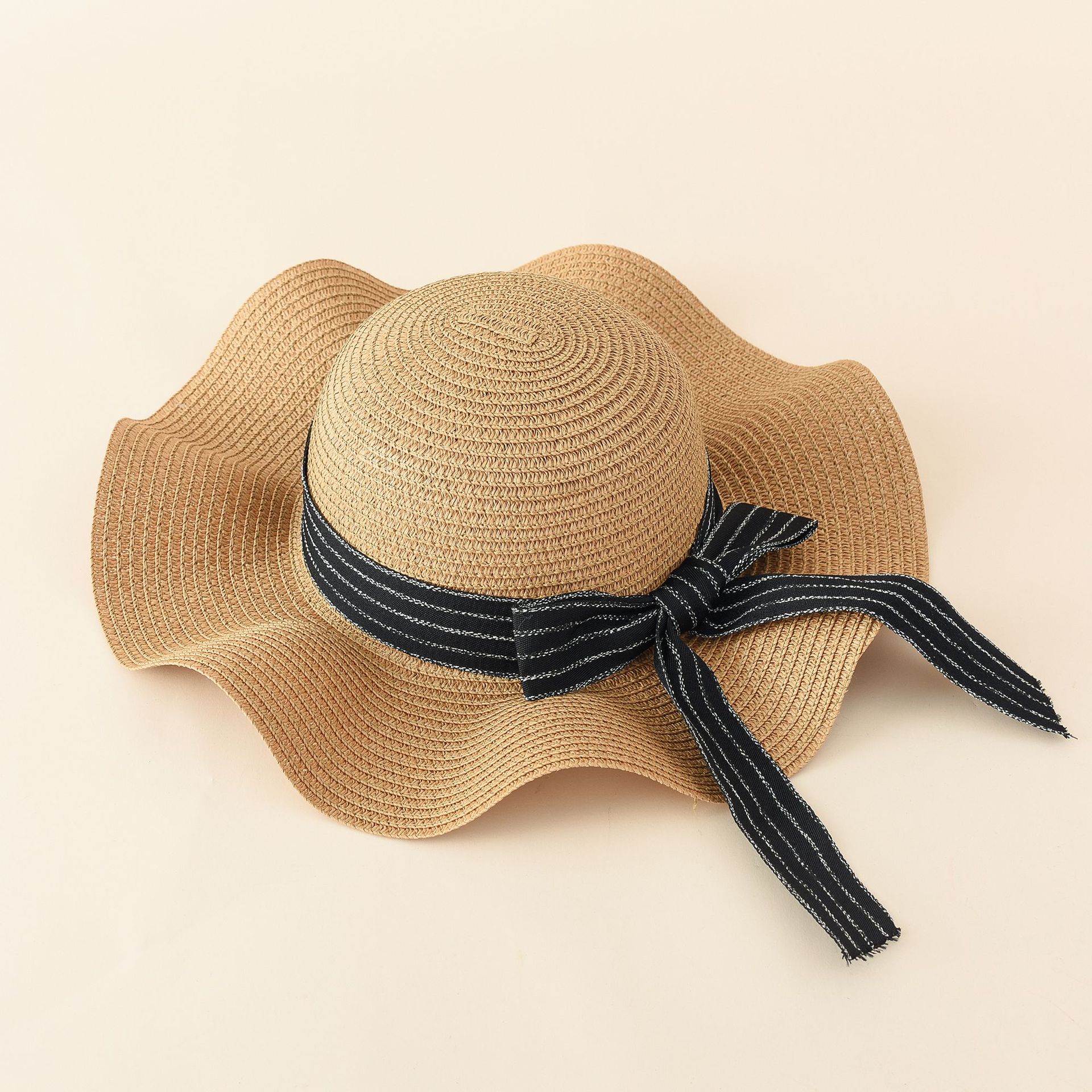 Verano mujeres sol sombrero viaje al aire libre Playa Sol sombrero cúpula onda ala sol sombrero arco sombrero de paja