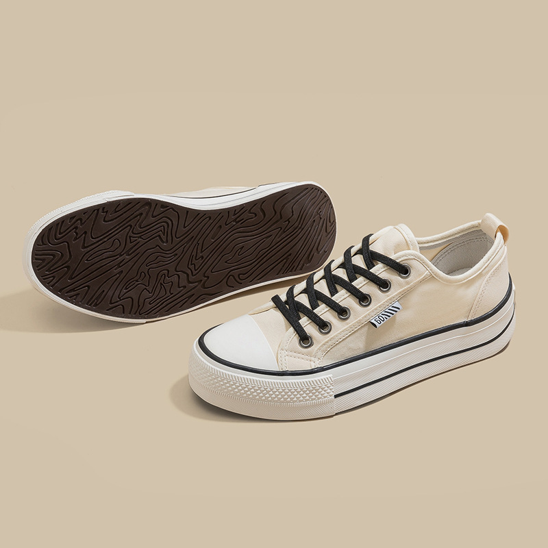 2026 nuevo estilo de moda zapatos de lona de altura de suela gruesa para mujeres zapatos de moda retro más estudiantes zapatos de lona casuales universales