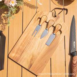 创意木质芝士砧板切黄油砧板芝士奶酪刀切盘套装木质烘焙工具菜板