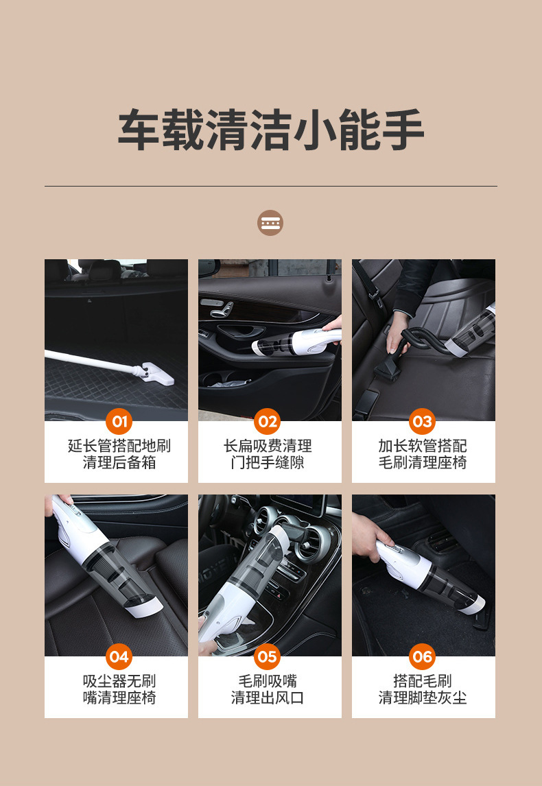 Wireless Charging Vacuum Cleaner, Portable Handheld Vacuum Cleaner for Home and Car Use, Strong Suction, High-Power Vacuum Cleaner, Cross-Border