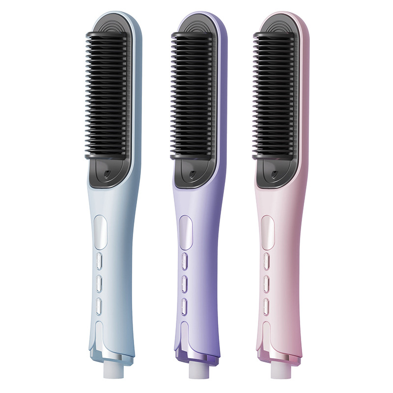 Peine de pelo liso transfronterizo, los iones negativos no dañan el cabello, peine de pelo liso inalámbrico LCD portátil, rizado recto, dormitorio de doble uso, duración de la batería larga