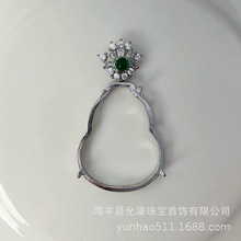 s925纯银葫芦吊坠空托未镶嵌翡翠简约笑脸佛公福豆吊坠托厂家批发