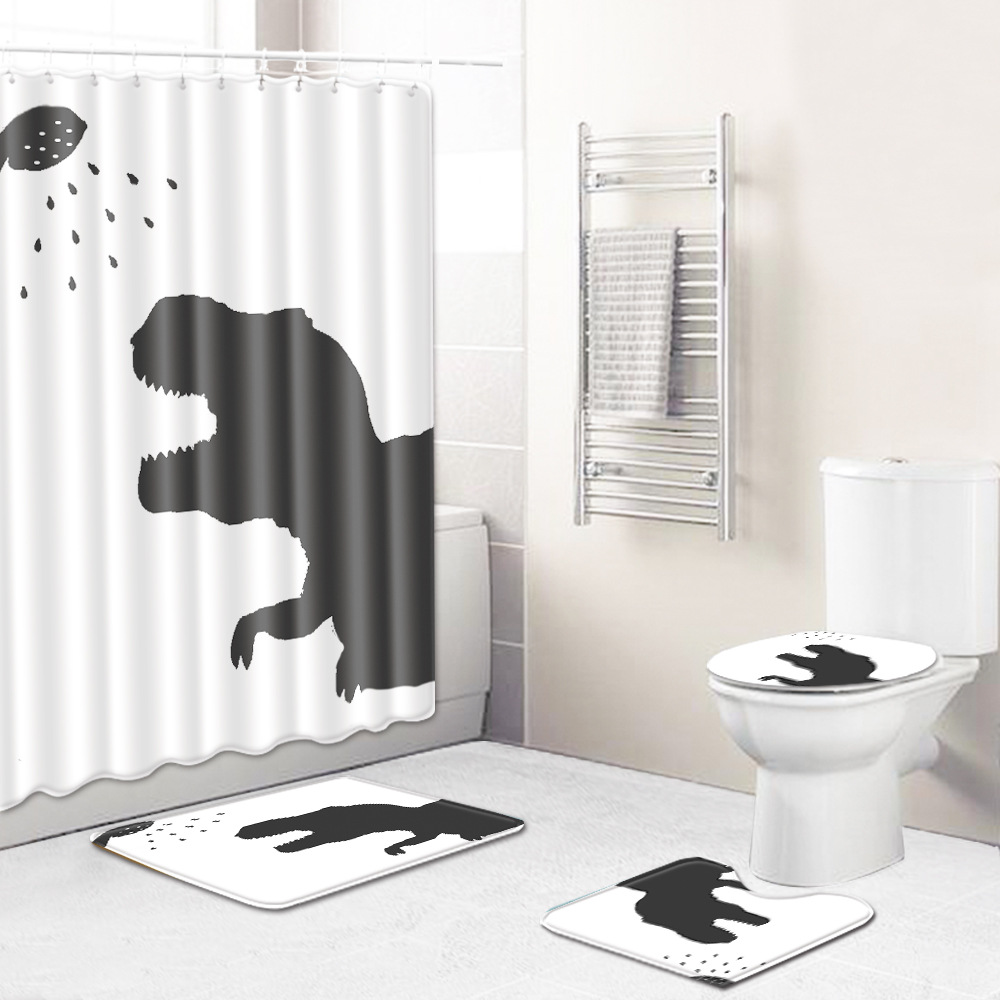 新款卡通动漫3D系列地垫印花防水家居浴帘浴室四件套三件套代发