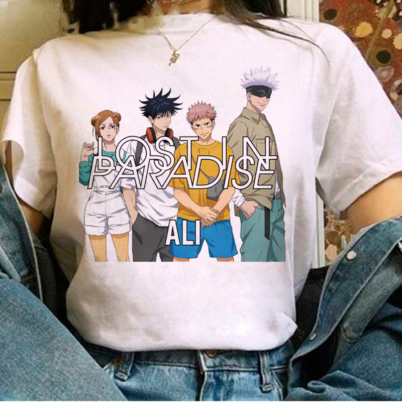 Jiu-jitsu Kaisen Japanese animation Ulzzang printed white T-shirt short sleeve women's foreign trade cross-border wish/ebay