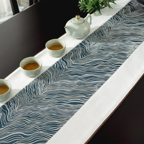 Marble table flag high precision splicing gold wire jacquard light luxury table flag living room conference room model room tassel