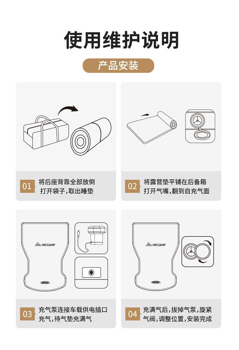 Dupont Mkcamp Tesla Modely Mattress Special Self-Inflating Sponge Car Mattress Car Rear Seat Sleeping Pad