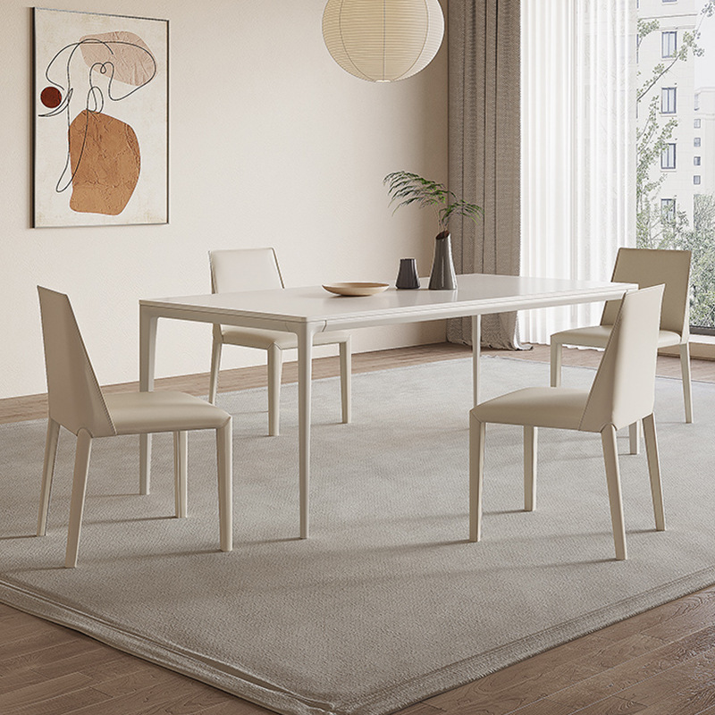 Mesa de comedor y silla de estilo crema combinación minimalista moderno hogar pequeño apartamento mesa de comedor rectangular minimalista italiano