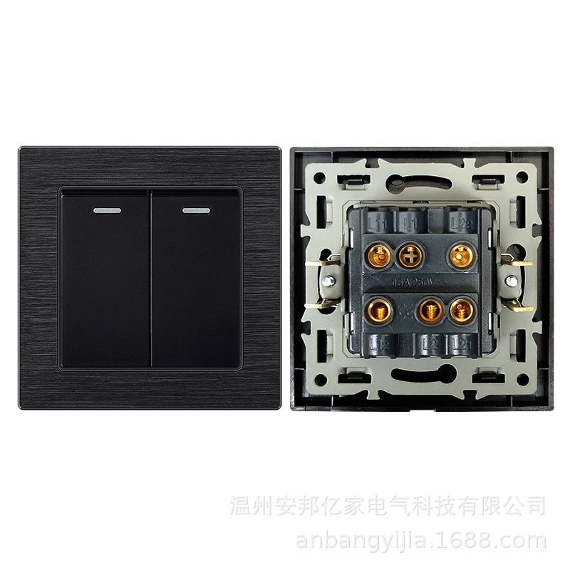 外贸82型欧标插座16A 220V德式法式欧规墙壁开关插座银铝拉丝面板
