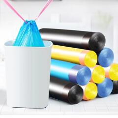 抽繩垃圾袋加厚大號束口自動收口家庭黑色手提式塑料袋穿繩垃圾袋