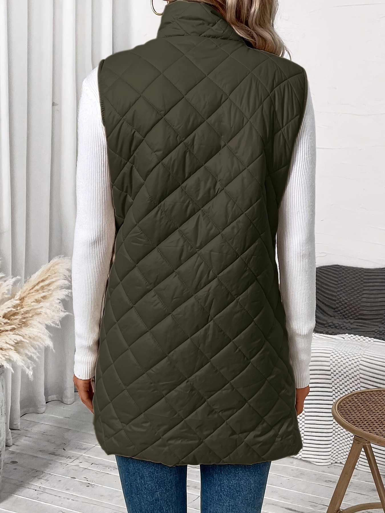 Casual, Daily Occasion Women's Casual Solid Color Zipper Coat Cotton Clothes Vest