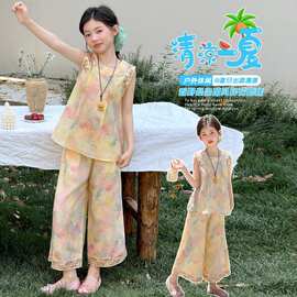 套装民族风夏季印花女童