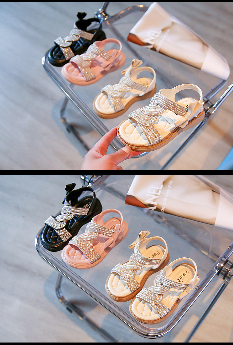 Neue Sommersandalen für Mädchen 2024: Big Boy Pearl Water Diamond Damen-Römerschuhe, modische Prinzessinnen-Sandalen_voghion.com