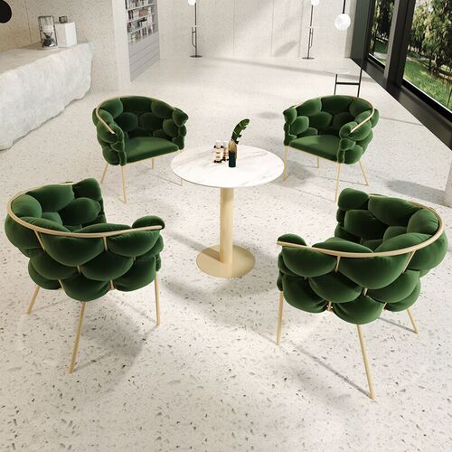 Sales office reception negotiation table and chair set, Nordic light luxury marble negotiation table, milk tea shop, coffee shop, small round table