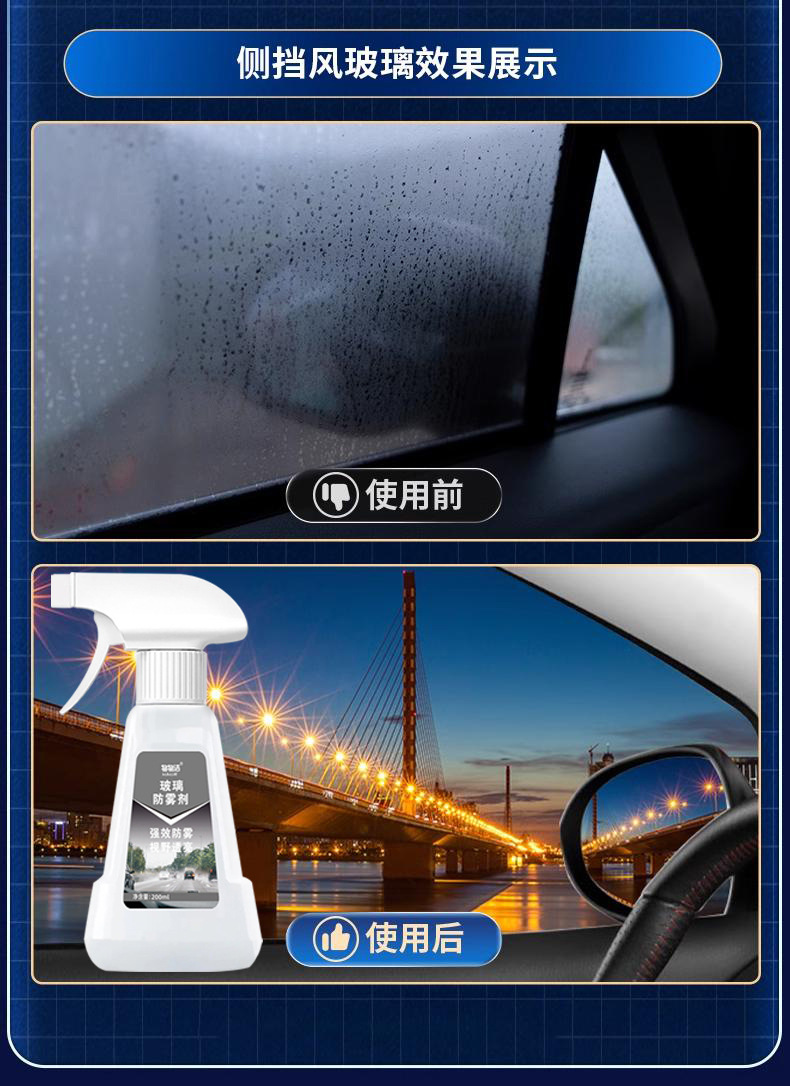 Glass anti-fog agent, car and household anti-fog agent, anti-fog spray for car windows, factory