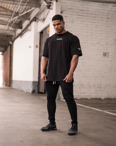 European and American hip-hop style short-sleeved sports fitness large size t-shirt men's running casual cotton workout clothes drop shipping
