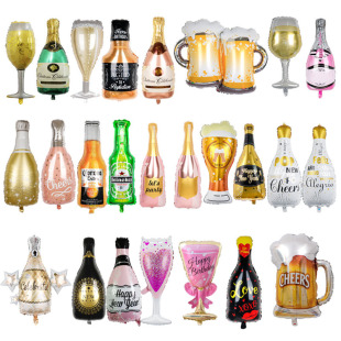 Large Wine Bottle Wine Glass Aluminum Film Balloon Wedding Party Birthday Bar Opening Decoration Wine Glass Balloon Wholesale