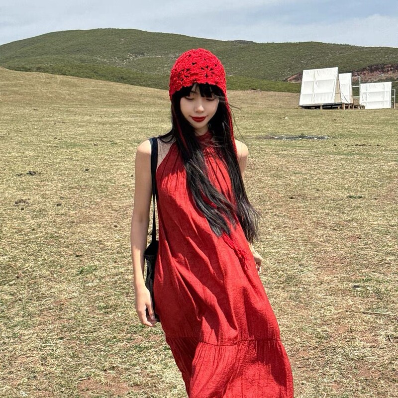 批发川西新疆旅游民族风镂空针织帽子女出游百搭流苏波西米亚套头|undefined