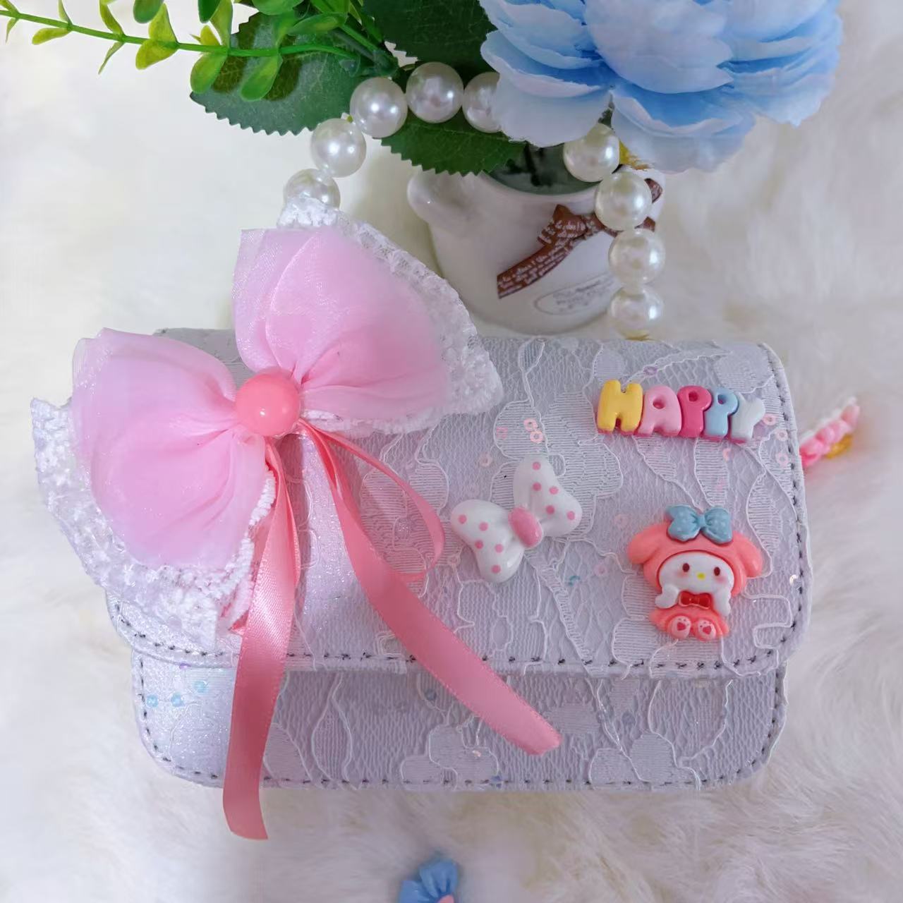 Bagos de hombro para niños primavera y verano frescos bolsos de perlas para niñas Aisha pequeña princesa bolsos de mochila de estilo extranjero