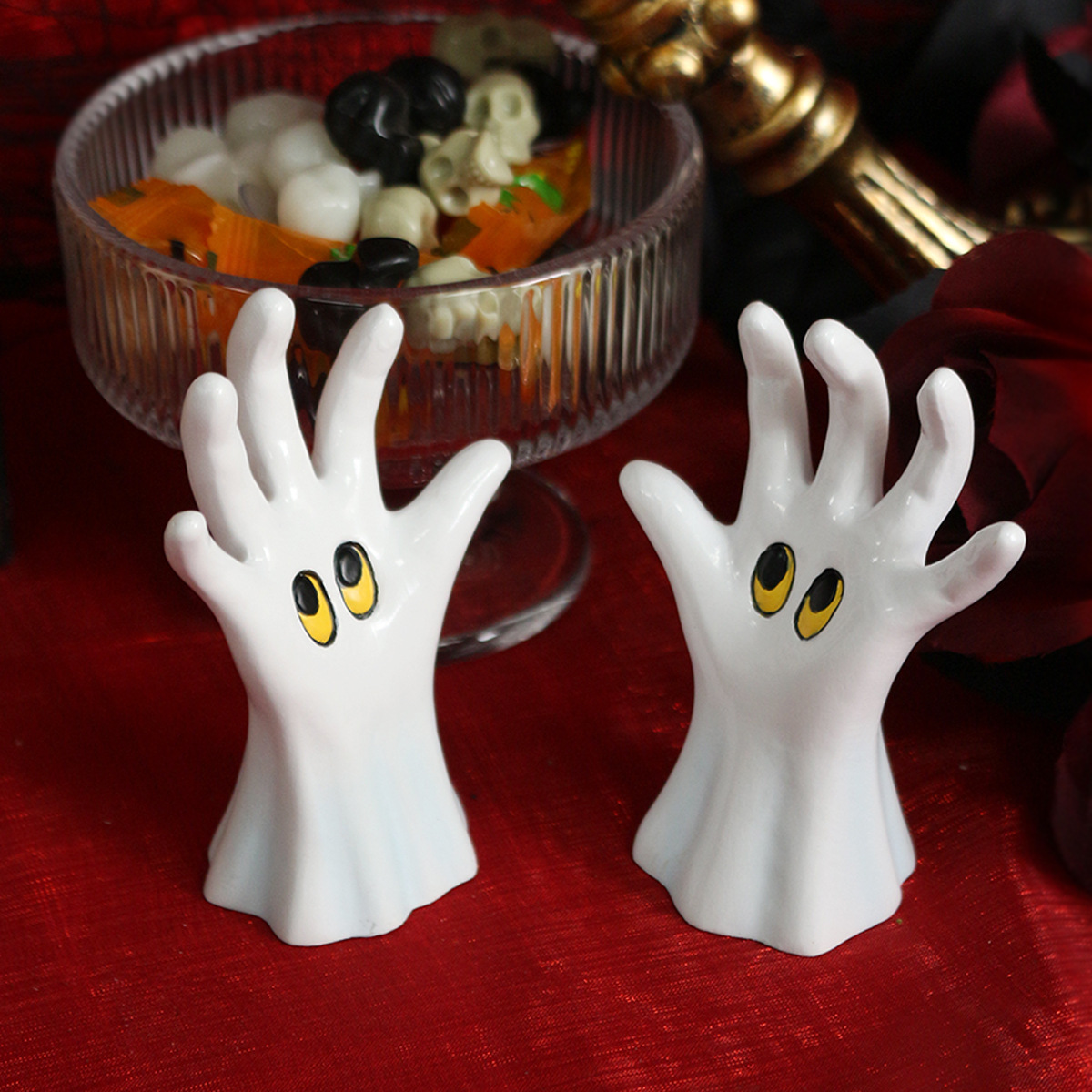 New Halloween Ghost Gloves Two Decorations  Ghost Festival Cute Style Atmosphere Horror Dark Props Ready 