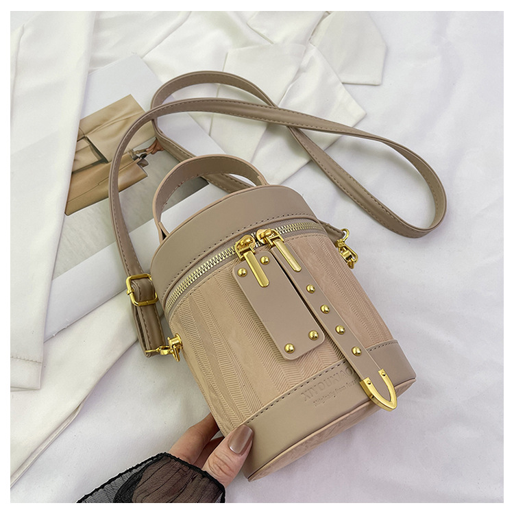 Piccola borsa a secchiello cilindrica di alta qualità per le donne, estate 2024, alla moda e versatile_voghion.com