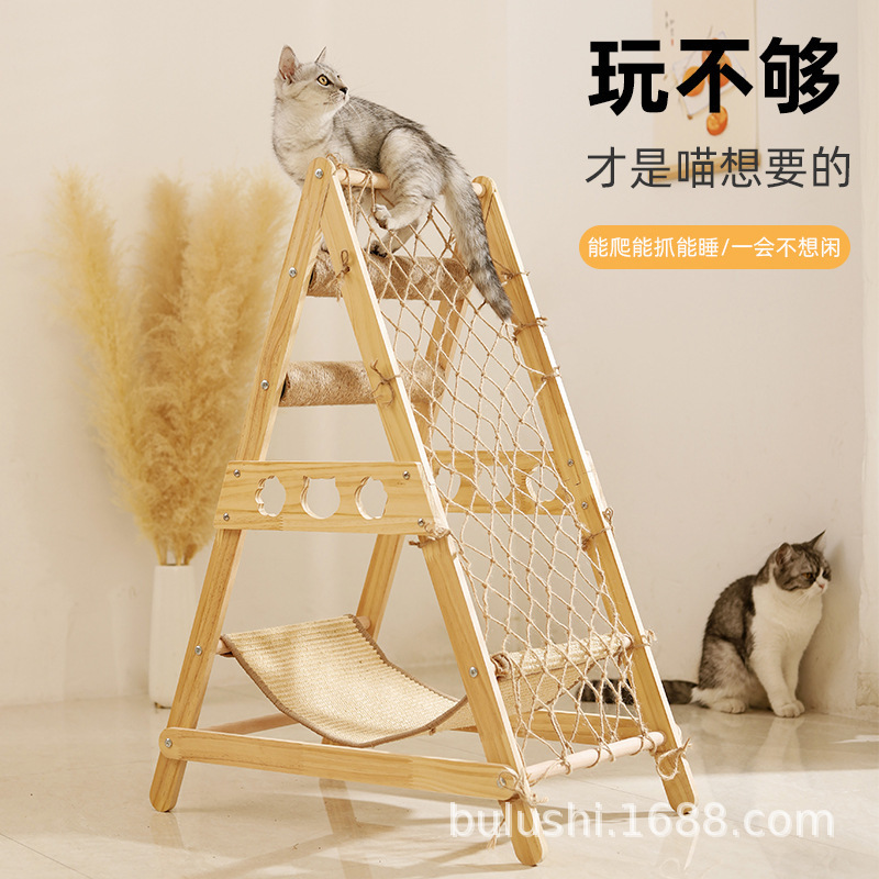 El nuevo marco de escalada para gatos de red de escalada grande, nido de madera para gatos, plataforma de salto, marco para gatos, adecuado para varios gatos