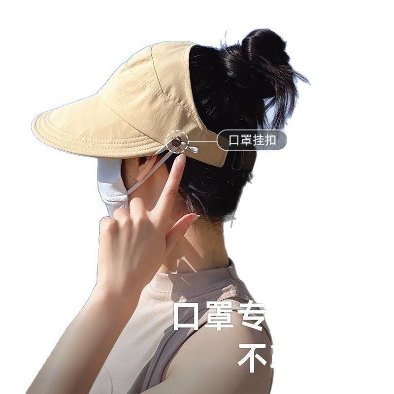 Sombrero de protección solar para mujeres, cola de caballo, máscara colgante, sombrero de pato, sombrero de sol, sombrero de pescador plegable, sombrero de verano