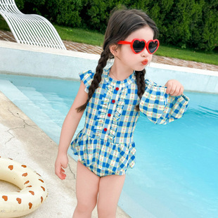 Girls Swimsuit Summer Wear 2025 New Style Girl Summer Outdoor Swimsuit Kidsren's High-End One-Piece Swimsuit