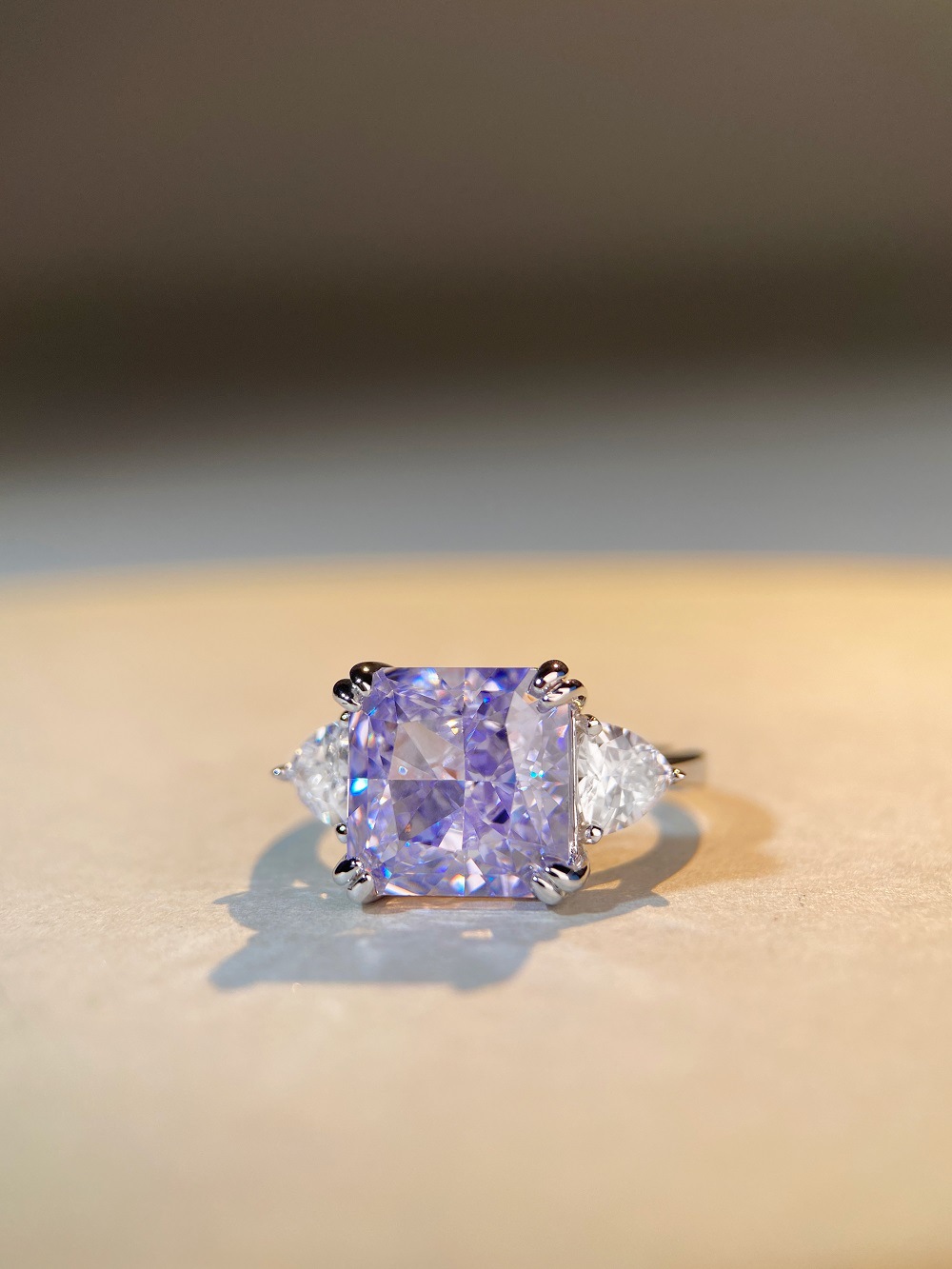 Fashion Geometric Sterling Silver Inlay Zircon Rings 1 Piece