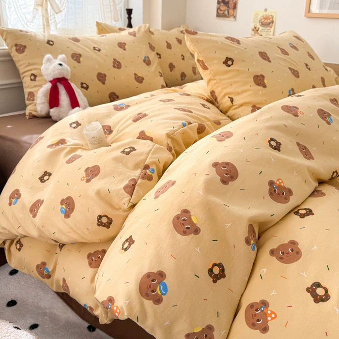 Bedding Set for Elementary Students, 3- or 4-Piece, Cute Prints (Ice Cream/ Bears/ Dog), Multiple Sizes